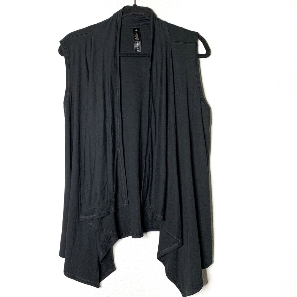 Yogalicious Black Draped Open-Front Sleeveless Sweater Vest